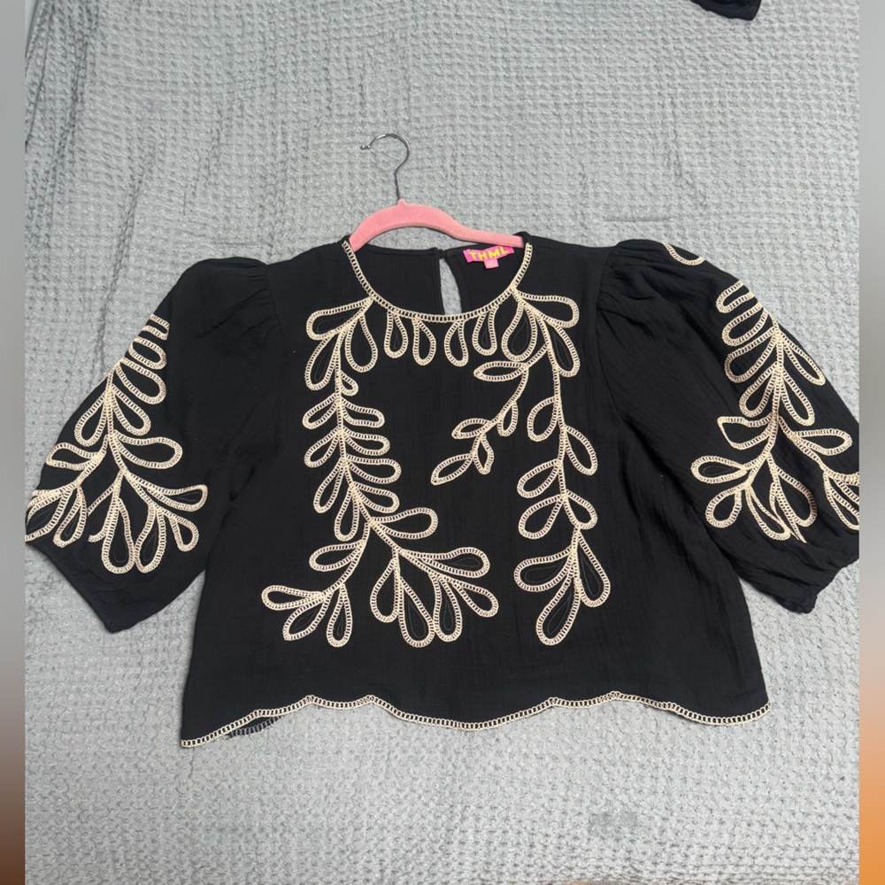 THML Black Embroidered Women's Top - Picture 6 of 6